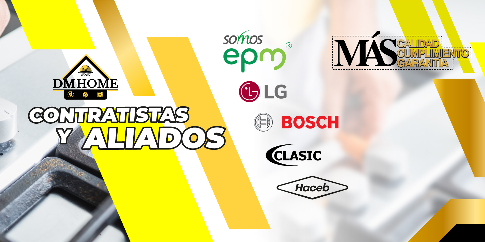 Contratistas y aliados de Dismogas: EPM, Bosch, LG, Clasic, Haceb