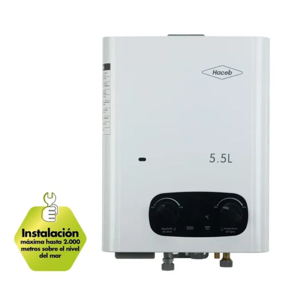 Calentador de Paso Gas Natural 5.5 Litros Natural Bambu HACEB